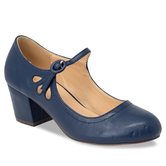 Chase & Chloe Minny-21 Women's Round Toe Pierced Mid Heel Mary Jane Styl… - Picture 2 of 4